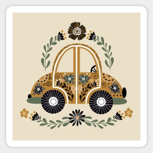 folk car floral element Sticker